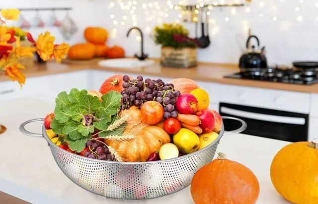 Alt view image 7 of 7 - Stainless Steel Colander, 5QT Micro-Perforated Metal Colander Food Strainer with Handles, for Draining Washing Rinsing Steaming, Non Toxic & Dishwasher Safe, Solid Construction & 3 Stable Feet