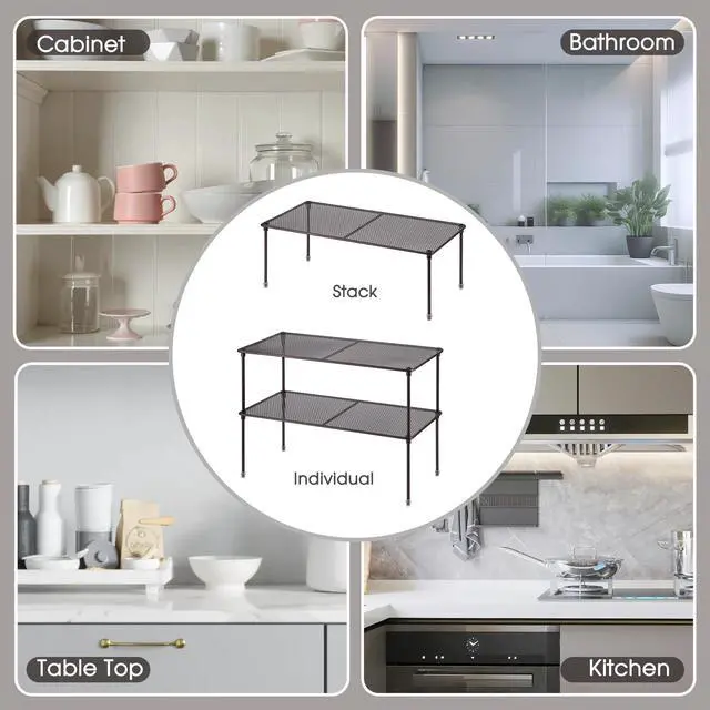 Alt view image 4 of 6 - 2-Pack Kitchen Cupboard Shelf Organizer, Brown, LN-HK-0122
