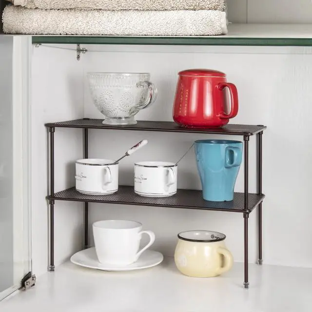 Alt view image 6 of 6 - 2-Pack Kitchen Cupboard Shelf Organizer, Brown, LN-HK-0122