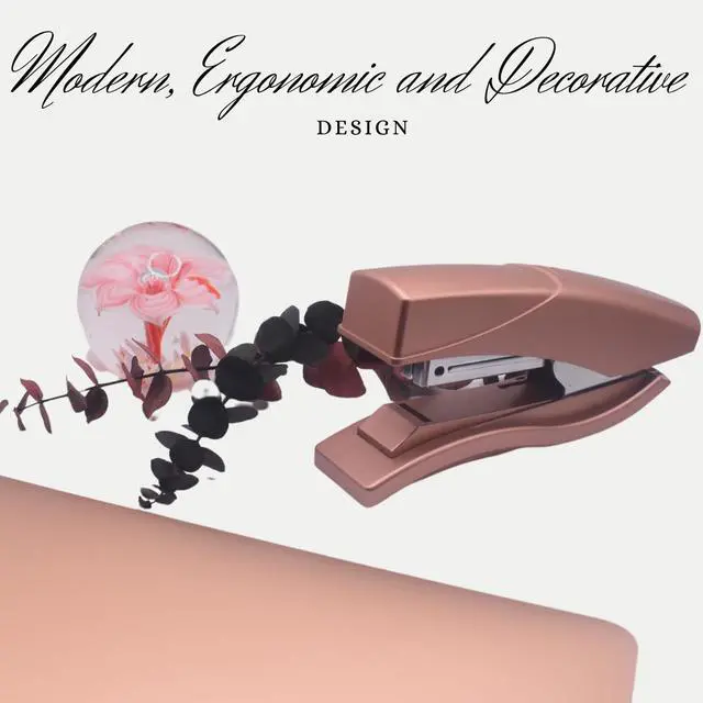 Alt view image 2 of 4 - Ergonomic Desk Stapler Rose Gold (30 Sheet Capacity)