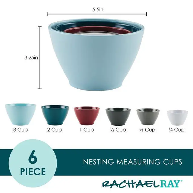 Alt view image 2 of 7 - Tools and Gadgets Nesting/Stackable Measuring Cups Set, 6 Piece - Assorted Colors