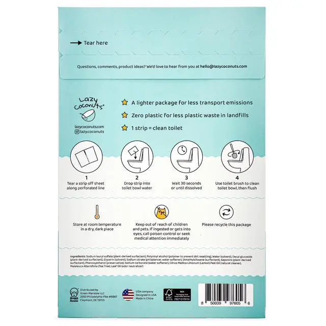Alt view image 6 of 6 - Toilet Bowl Cleaner Strips - 60 Cleans, Plastic-free, Dye-free, With Lemon Essential Oil