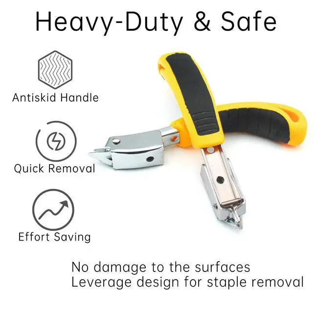 Alt view image 2 of 7 - Staple Remover Heavy Duty Staple Puller, Upholstery Tool Industrial Staple Remover for Furniture, Floor, Carpet, Carton (3 Pack, Yellow)