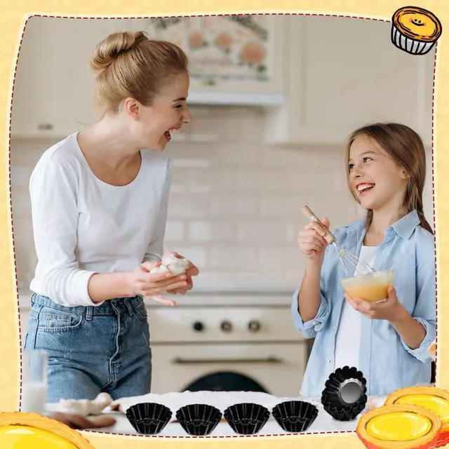 Alt view image 6 of 7 - 16 Pcs Egg Tart Molds, Non-stick Carbon Steel Tart Pans, Mini Pie Moulds, Muffin Cupcake Pudding Baking Cup Maker - for Pies, Chinese Egg Tarts, Cakes (2.6 Inch)