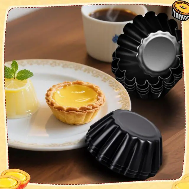 Alt view image 7 of 7 - 16 Pcs Egg Tart Molds, Non-stick Carbon Steel Tart Pans, Mini Pie Moulds, Muffin Cupcake Pudding Baking Cup Maker - for Pies, Chinese Egg Tarts, Cakes (2.6 Inch)