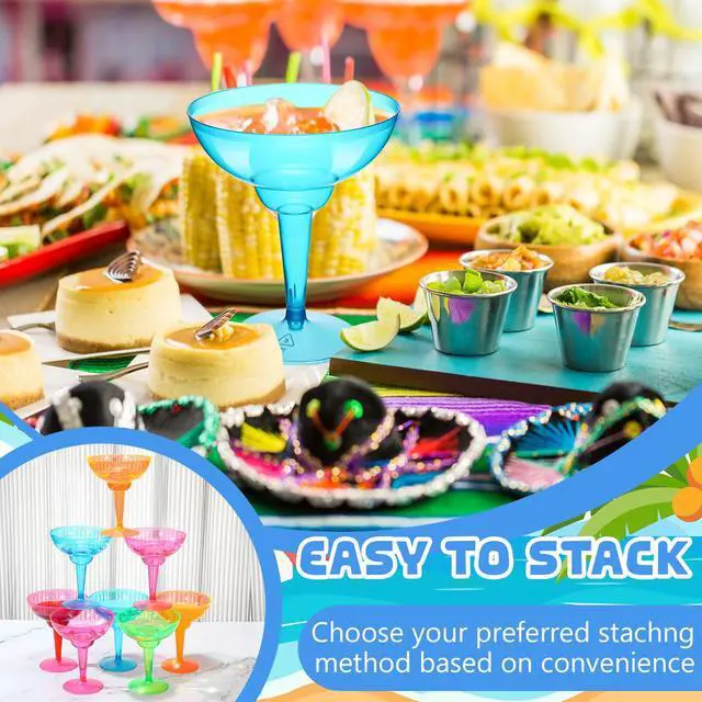 Alt view image 4 of 7 - 12 Pcs Plastic Margarita Glasses 12 oz Margarita Cups Mexican Theme Party Decorations Martini Glasses Bulk Cocktail Glass for Wedding Mexican Theme Carnivals (Blue)