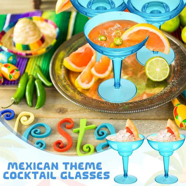 Alt view image 6 of 7 - 12 Pcs Plastic Margarita Glasses 12 oz Margarita Cups Mexican Theme Party Decorations Martini Glasses Bulk Cocktail Glass for Wedding Mexican Theme Carnivals (Blue)