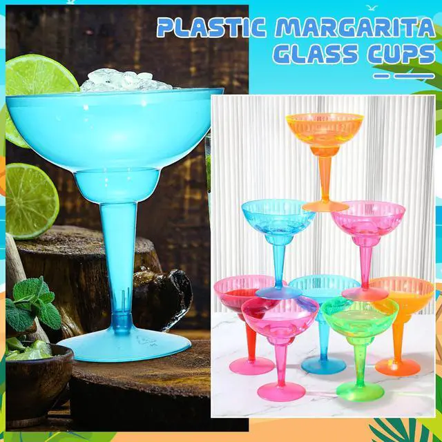 Alt view image 7 of 7 - 12 Pcs Plastic Margarita Glasses 12 oz Margarita Cups Mexican Theme Party Decorations Martini Glasses Bulk Cocktail Glass for Wedding Mexican Theme Carnivals (Blue)