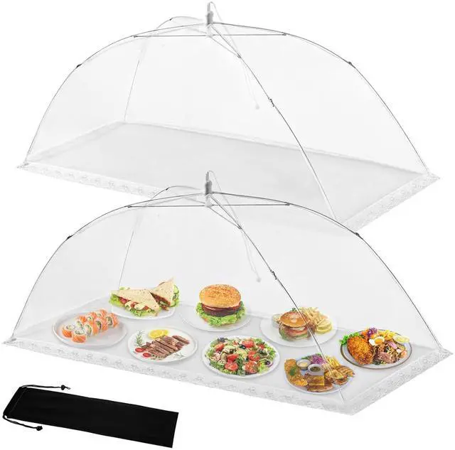 Main image of 2 Pack Extra Large Mesh Food Covers for Outside (40 x 24 in) Collapsible and Reusable Food Tents Food Covers for Outdoors Picnic, BBQ, Camping, Party Supplies