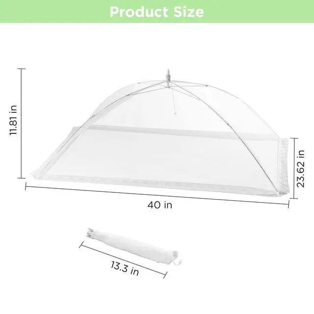 Alt view image 3 of 7 - 2 Pack Extra Large Mesh Food Covers for Outside (40 x 24 in) Collapsible and Reusable Food Tents Food Covers for Outdoors Picnic, BBQ, Camping, Party Supplies