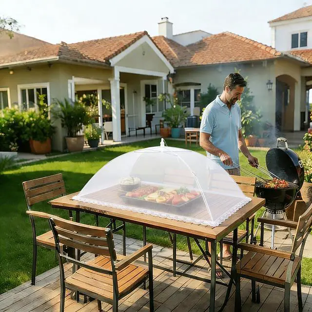 Alt view image 4 of 7 - 2 Pack Extra Large Mesh Food Covers for Outside (40 x 24 in) Collapsible and Reusable Food Tents Food Covers for Outdoors Picnic, BBQ, Camping, Party Supplies