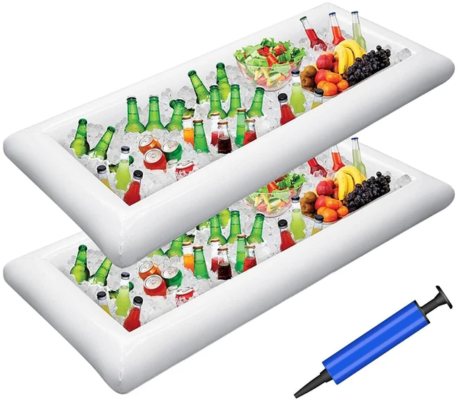 Main image of Inflatable Serving Bars Ice Buffet Salad Serving Trays Food Drink Holder Cooler Containers Indoor Outdoor BBQ Picnic Pool Party Supplies Luau Cooler w Drain Plug