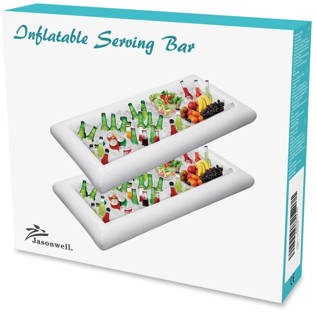Alt view image 7 of 7 - Inflatable Serving Bars Ice Buffet Salad Serving Trays Food Drink Holder Cooler Containers Indoor Outdoor BBQ Picnic Pool Party Supplies Luau Cooler w Drain Plug