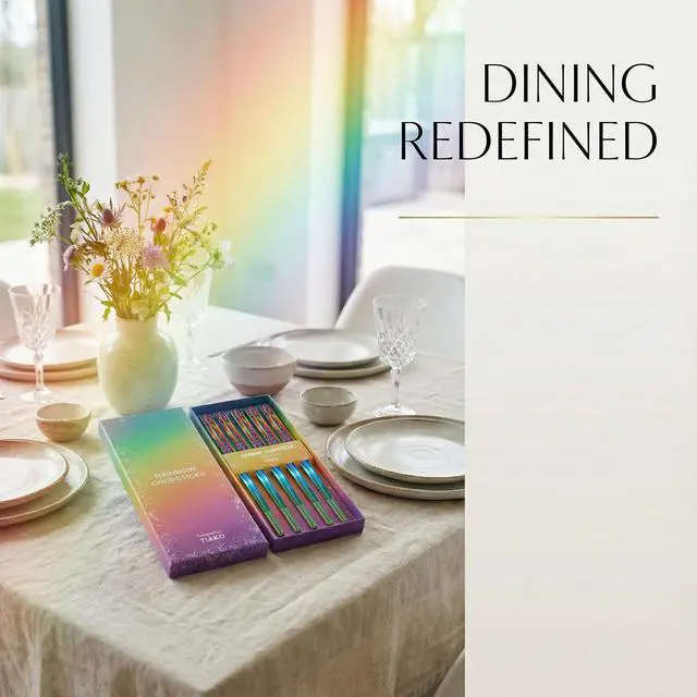 Alt view image 7 of 7 - Stainless Steel Rainbow Chopsticks - 5 Pairs Reusable Metal Chopsticks with Non-Slip Tips, Dishwasher Safe, Colorful Utensil Set for Adults, Kids, Asian Cuisine, Sushi, Noodles, Home Kitchen or Gift
