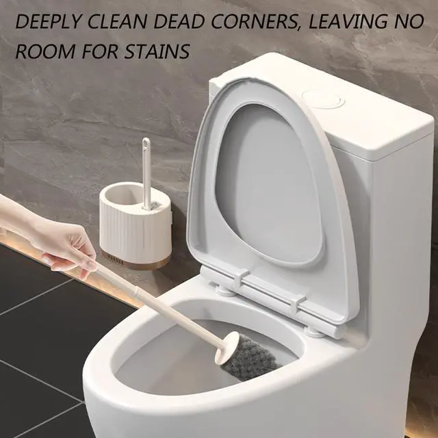 Alt view image 2 of 7 - 2 in 1 Toilet Bowl Brush Plunger Set,Toilet Brush and Holder Set Toilet Bowl Brush with Tweezers Long Handle,Ventilation Slots Base,Toilet Cleaner Brush for Bathroom Deep Cleaning