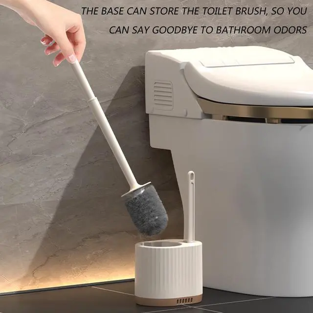 Alt view image 3 of 7 - 2 in 1 Toilet Bowl Brush Plunger Set,Toilet Brush and Holder Set Toilet Bowl Brush with Tweezers Long Handle,Ventilation Slots Base,Toilet Cleaner Brush for Bathroom Deep Cleaning