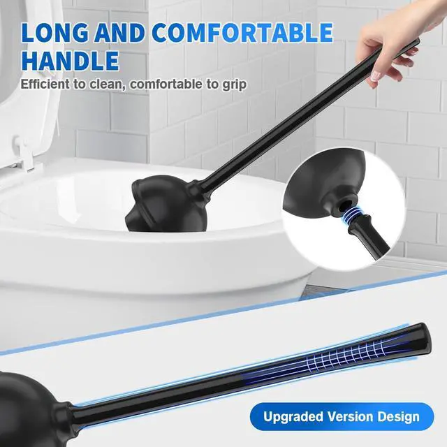 Alt view image 6 of 7 - Toilet Plunger and Brush, Silicone Bowl Brush and Heavy Duty Toilet Plunger Set with Ventilated Holder, 2-in-1 Toilet Brush and Plunger Combo for 5.3-inch Toilet Drain Bathroom Cleaning