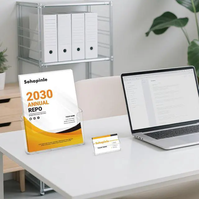 Alt view image 7 of 7 - Acrylic Brochure Holder 8.5 x 11 inch 2 Pack Clear Literature Flyer Holders Plastic Rack Card Display Stand Thicker Countertop Organizer for Pamphlets Magazines Booklets Menus, Desk & Wall Mount