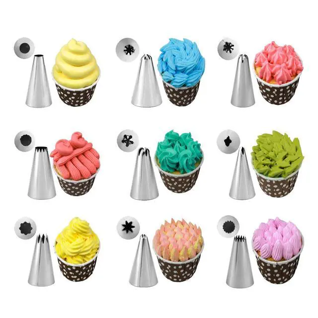 Alt view image 6 of 7 - 11 Pcs Extra Large Piping Tip Set,Stainless Steel Cake Decorating Icing Tips Nozzles,Professional Pastry Tips for Cupcake, Cookie and Puff