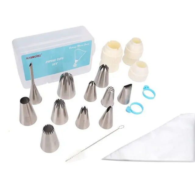 Alt view image 7 of 7 - 11 Pcs Extra Large Piping Tip Set,Stainless Steel Cake Decorating Icing Tips Nozzles,Professional Pastry Tips for Cupcake, Cookie and Puff