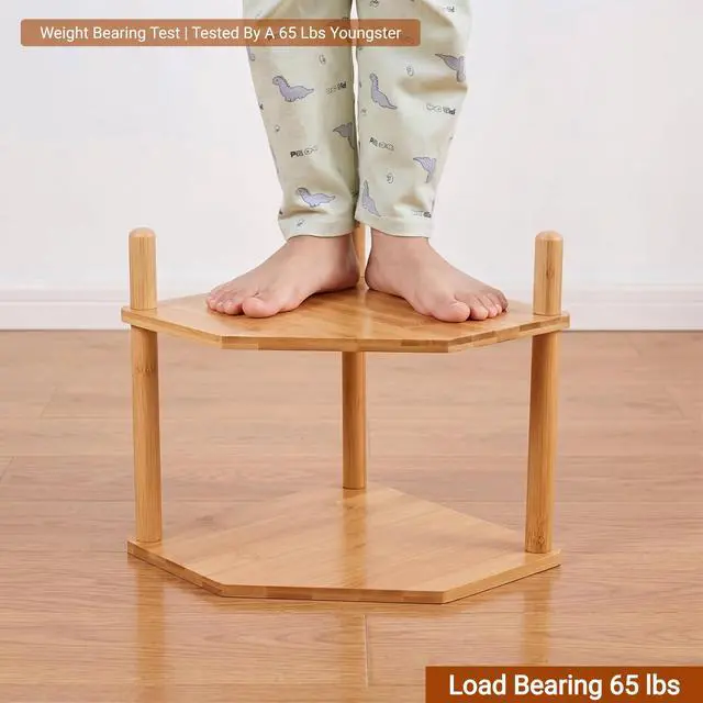 Alt view image 7 of 7 - 3-Tier Expandable Bamboo Corner Shelf - Dish/Plate Organizer for Cabinet, Kitchen Counter Shelf & Small Kitchen Shelf, Adjustable (Natural, 1-Pc 3.90" H)