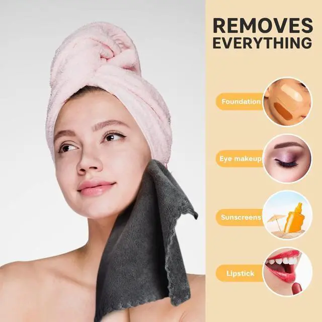 Alt view image 2 of 7 - Microfiber Face Cloth 12inchx12inch 12 Pack Darkgrey | Reusable Makeup Remover Cloths,Facial Cleansing Towel,Ultra Soft Face Washcloth