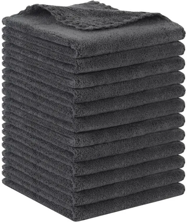 Main image of Microfiber Face Cloth 12inchx12inch 12 Pack Darkgrey | Reusable Makeup Remover Cloths,Facial Cleansing Towel,Ultra Soft Face Washcloth