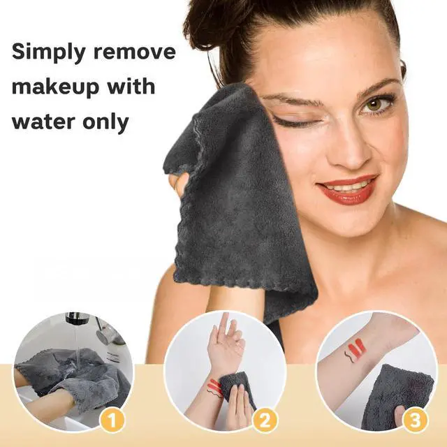 Alt view image 3 of 7 - Microfiber Face Cloth 12inchx12inch 12 Pack Darkgrey | Reusable Makeup Remover Cloths,Facial Cleansing Towel,Ultra Soft Face Washcloth