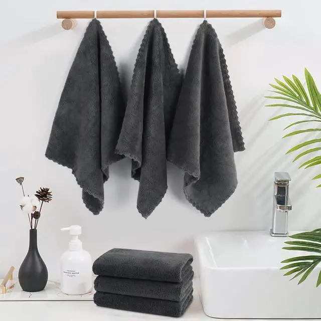 Alt view image 5 of 7 - Microfiber Face Cloth 12inchx12inch 12 Pack Darkgrey | Reusable Makeup Remover Cloths,Facial Cleansing Towel,Ultra Soft Face Washcloth