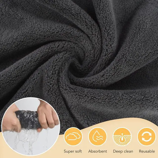 Alt view image 4 of 7 - Microfiber Face Cloth 12inchx12inch 12 Pack Darkgrey | Reusable Makeup Remover Cloths,Facial Cleansing Towel,Ultra Soft Face Washcloth