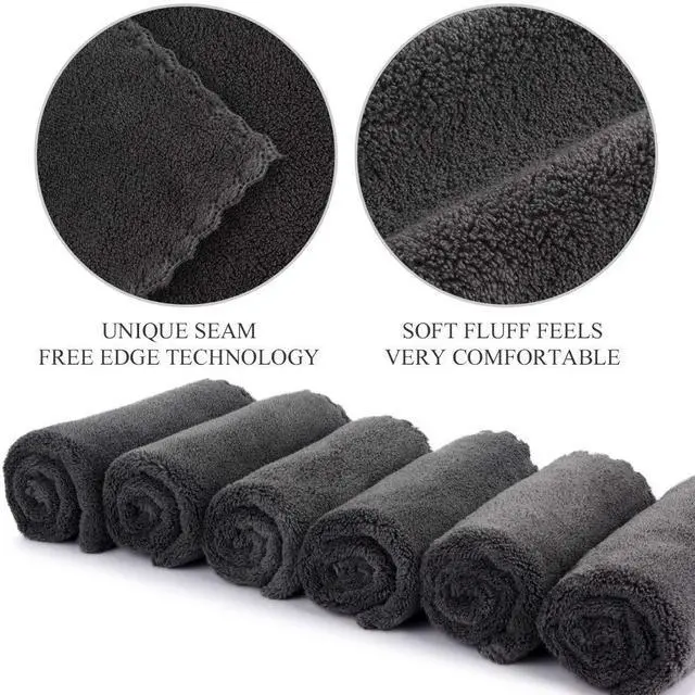 Alt view image 7 of 7 - Microfiber Face Cloth 12inchx12inch 12 Pack Darkgrey | Reusable Makeup Remover Cloths,Facial Cleansing Towel,Ultra Soft Face Washcloth