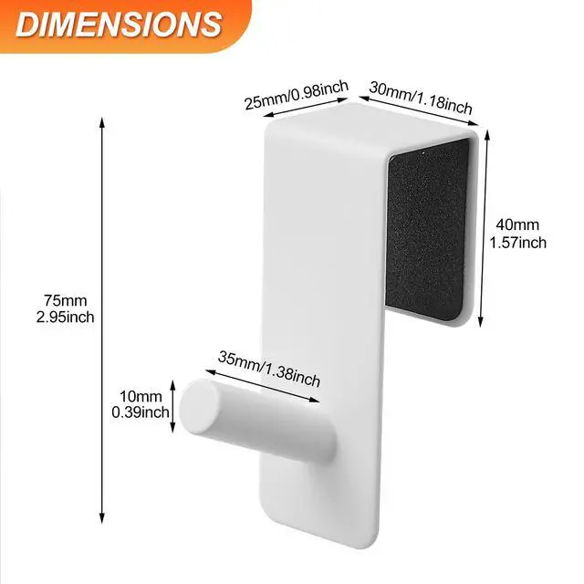 Alt view image 5 of 7 - Over The Door Hooks (4 Pack) - Heavy Duty 20mm Wide Hangers for Thick Doors, Holds 50Lbs - EVA Foam Padded No-Scratch Hooks for Cabinets & Closets, White