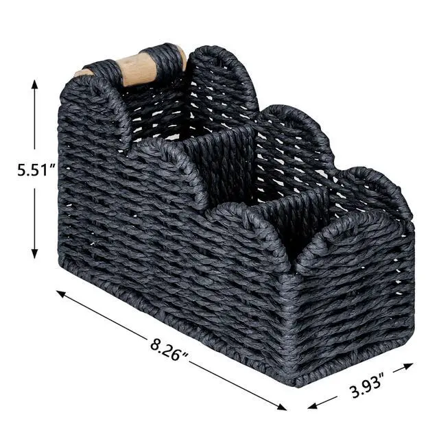 Alt view image 3 of 7 - Bedside Table Desk Organizer Caddy, Remote Pen&Pencil Holder Cup, Makeup Brush Holder w/Scalloped Perfect for Home, Office Desk, Living Room Table Decor, 3 Slots Black