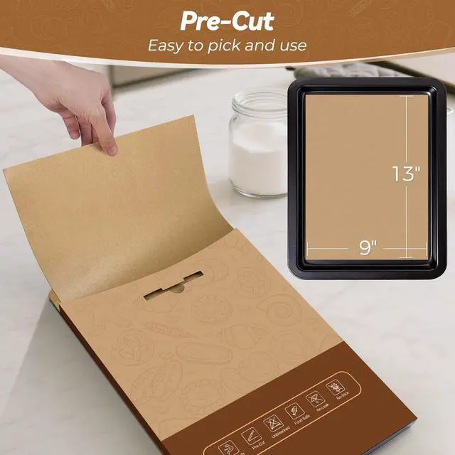Alt view image 3 of 7 - 360 Count 9"x 13" Heavy Duty Parchment Paper Sheets for Baking, No-Stick & No-Leak Unbleached Baking Paper, Pre-cut Half Parchment Paper Sheets for Oven, Air Fryer, Microwave