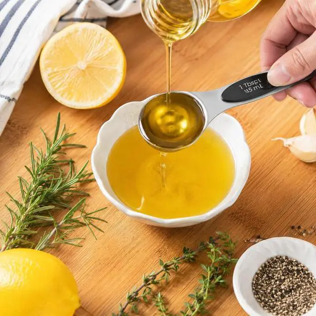 Alt view image 6 of 7 - 16 Pieces Measuring Cups and Magnetic Measuring Spoons Set Stainless Steel,8 Measure Cups with Silicone Handle and 7 Double Sided Magnetic Measure Spoons & 1 Leveler