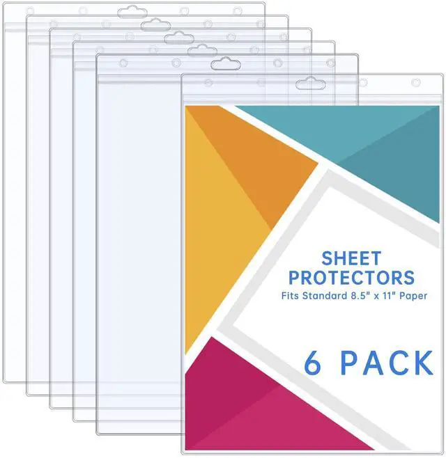 Main image of 6PCS Hard Sheet Protectors 8.5" x 11" Waterproof Resealable Zip Paper Page Protectors Clear Rigid Plastic Sleeves for Photos Certificate, Heavy Duty Document Holder Wall Sign Holder, Vertical