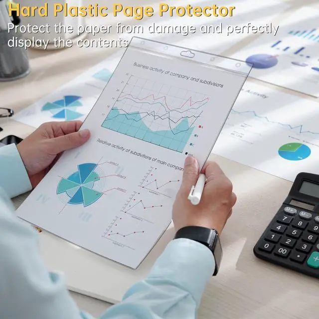 Alt view image 2 of 7 - 6PCS Hard Sheet Protectors 8.5" x 11" Waterproof Resealable Zip Paper Page Protectors Clear Rigid Plastic Sleeves for Photos Certificate, Heavy Duty Document Holder Wall Sign Holder, Vertical