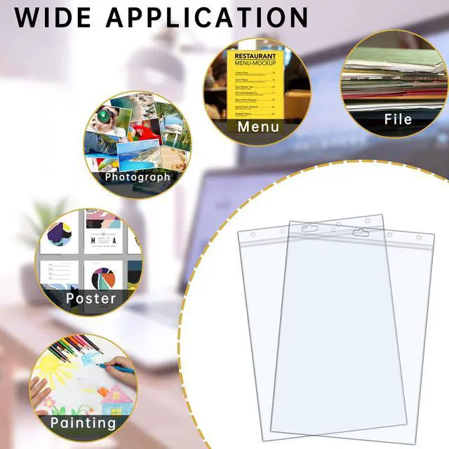 Alt view image 7 of 7 - 6PCS Hard Sheet Protectors 8.5" x 11" Waterproof Resealable Zip Paper Page Protectors Clear Rigid Plastic Sleeves for Photos Certificate, Heavy Duty Document Holder Wall Sign Holder, Vertical