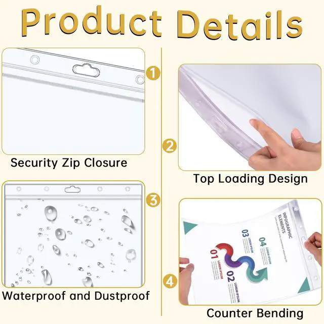 Alt view image 4 of 7 - 6PCS Hard Sheet Protectors 8.5" x 11" Waterproof Resealable Zip Paper Page Protectors Clear Rigid Plastic Sleeves for Photos Certificate, Heavy Duty Document Holder Wall Sign Holder, Vertical