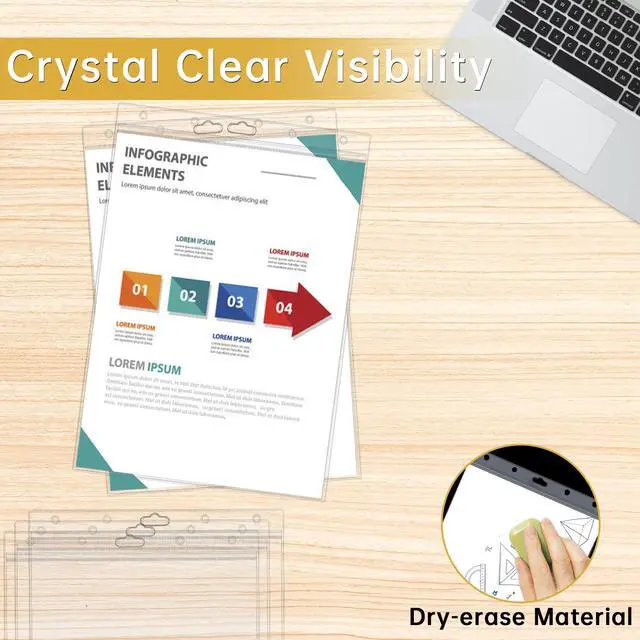 Alt view image 5 of 7 - 6PCS Hard Sheet Protectors 8.5" x 11" Waterproof Resealable Zip Paper Page Protectors Clear Rigid Plastic Sleeves for Photos Certificate, Heavy Duty Document Holder Wall Sign Holder, Vertical