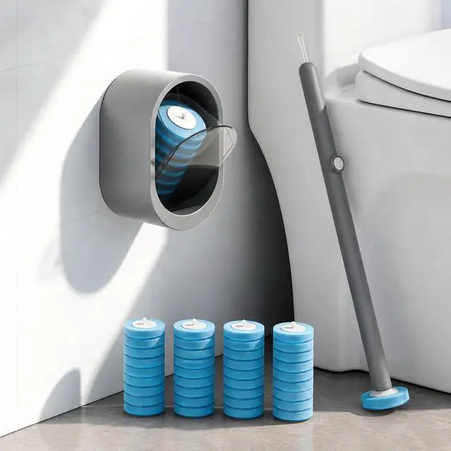 Main image of Disposable Toilet Brush with 32 Refills,Wall Mounted Toilet Wand and Holder Set, Deep Bathroom Cleaning Toilet Bowl Cleaner with Storage Holder