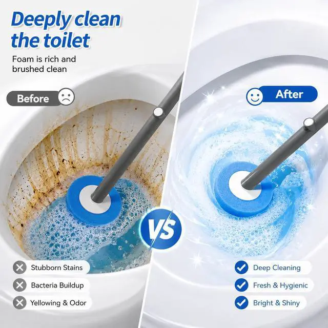 Alt view image 2 of 7 - Disposable Toilet Brush with 32 Refills,Wall Mounted Toilet Wand and Holder Set, Deep Bathroom Cleaning Toilet Bowl Cleaner with Storage Holder