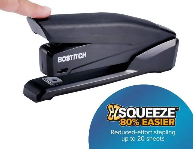 Alt view image 2 of 7 - Office Executive 3 in 1 Stapler, Includes 210 Staples and Integrated Staple Remover, One Finger Stapling, No Effort, 20 Sheet Capacity, Spring Powered Stapler, Black (INP20-BLK)