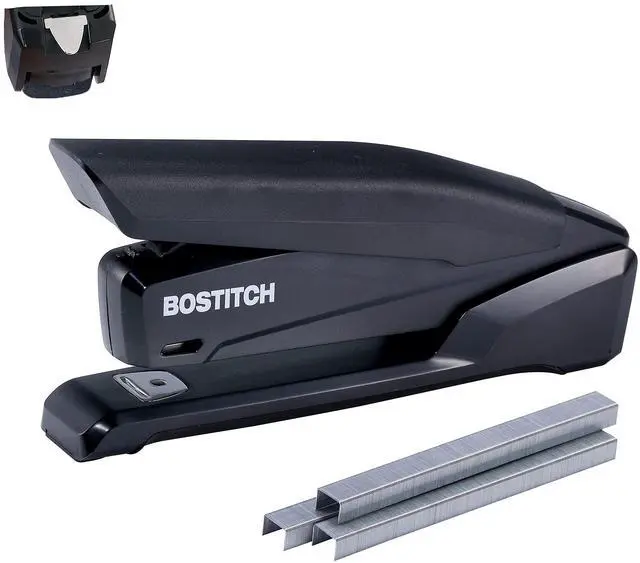 Main image of Office Executive 3 in 1 Stapler, Includes 210 Staples and Integrated Staple Remover, One Finger Stapling, No Effort, 20 Sheet Capacity, Spring Powered Stapler, Black (INP20-BLK)