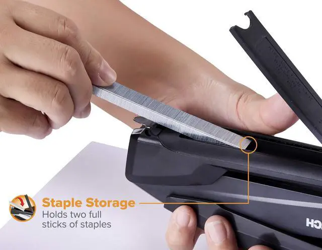 Alt view image 4 of 7 - Office Executive 3 in 1 Stapler, Includes 210 Staples and Integrated Staple Remover, One Finger Stapling, No Effort, 20 Sheet Capacity, Spring Powered Stapler, Black (INP20-BLK)