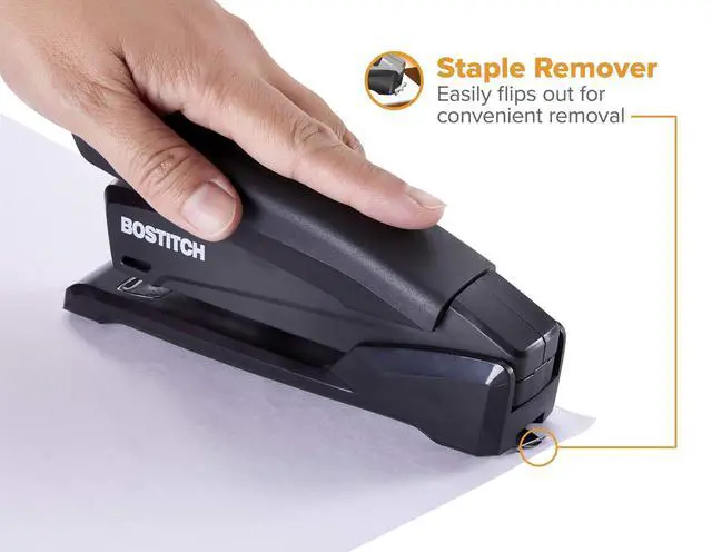Alt view image 3 of 7 - Office Executive 3 in 1 Stapler, Includes 210 Staples and Integrated Staple Remover, One Finger Stapling, No Effort, 20 Sheet Capacity, Spring Powered Stapler, Black (INP20-BLK)