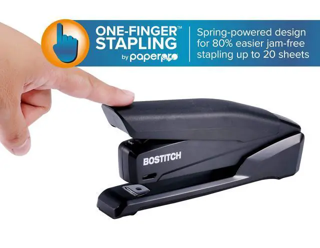 Alt view image 6 of 7 - Office Executive 3 in 1 Stapler, Includes 210 Staples and Integrated Staple Remover, One Finger Stapling, No Effort, 20 Sheet Capacity, Spring Powered Stapler, Black (INP20-BLK)
