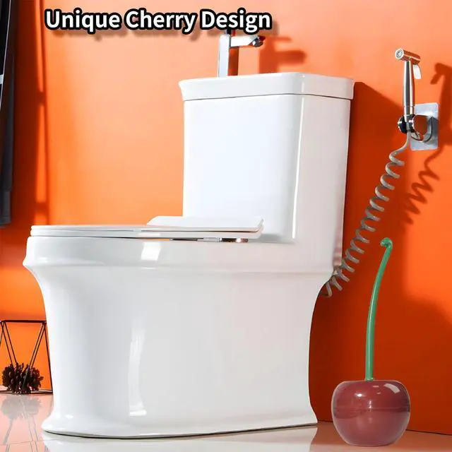 Alt view image 4 of 7 - 2-Pack Cherry Toilet Brush and Holder | Cute Toilet Brush Set with Flexible Bristles for Easy Reach | Blending Eclectic Home Decor with Cherry Bathroom Décor (Red)