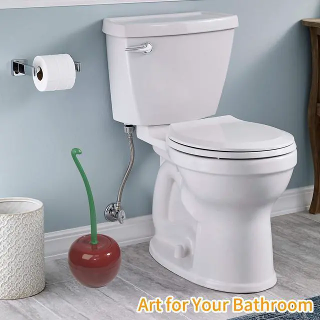 Alt view image 5 of 7 - 2-Pack Cherry Toilet Brush and Holder | Cute Toilet Brush Set with Flexible Bristles for Easy Reach | Blending Eclectic Home Decor with Cherry Bathroom Décor (Red)