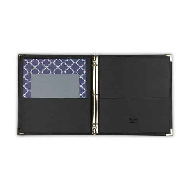 Alt view image 2 of 7 - Classic Collection Leather 3 Ring Binder, Executive Presentation Portfolio, 0.5 Inch (Holds 100 Sheets), Brass Round Ring, Black